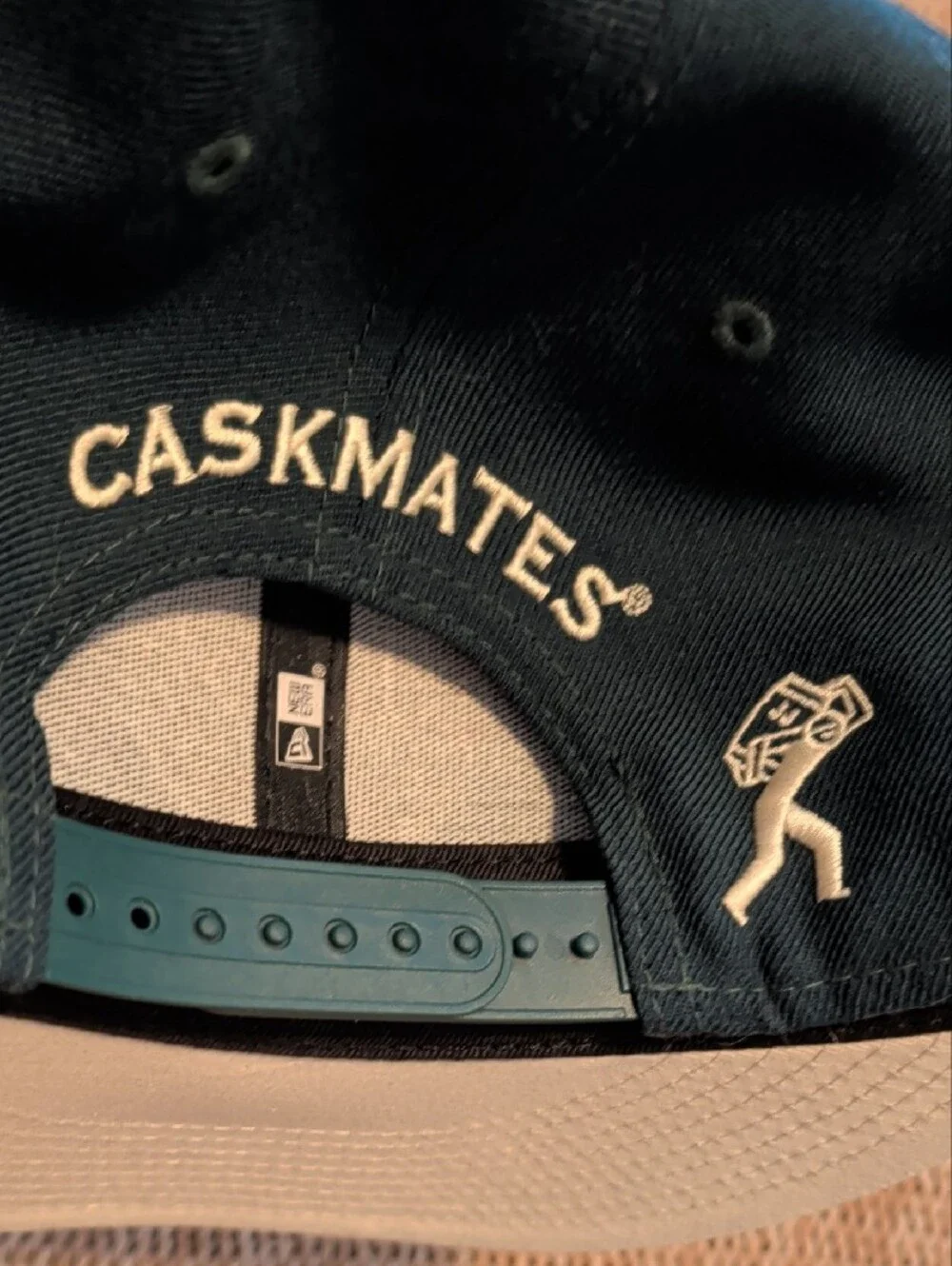 JJ&S Logo Two-Tone Snapback Cap in Dark Teal & Cream